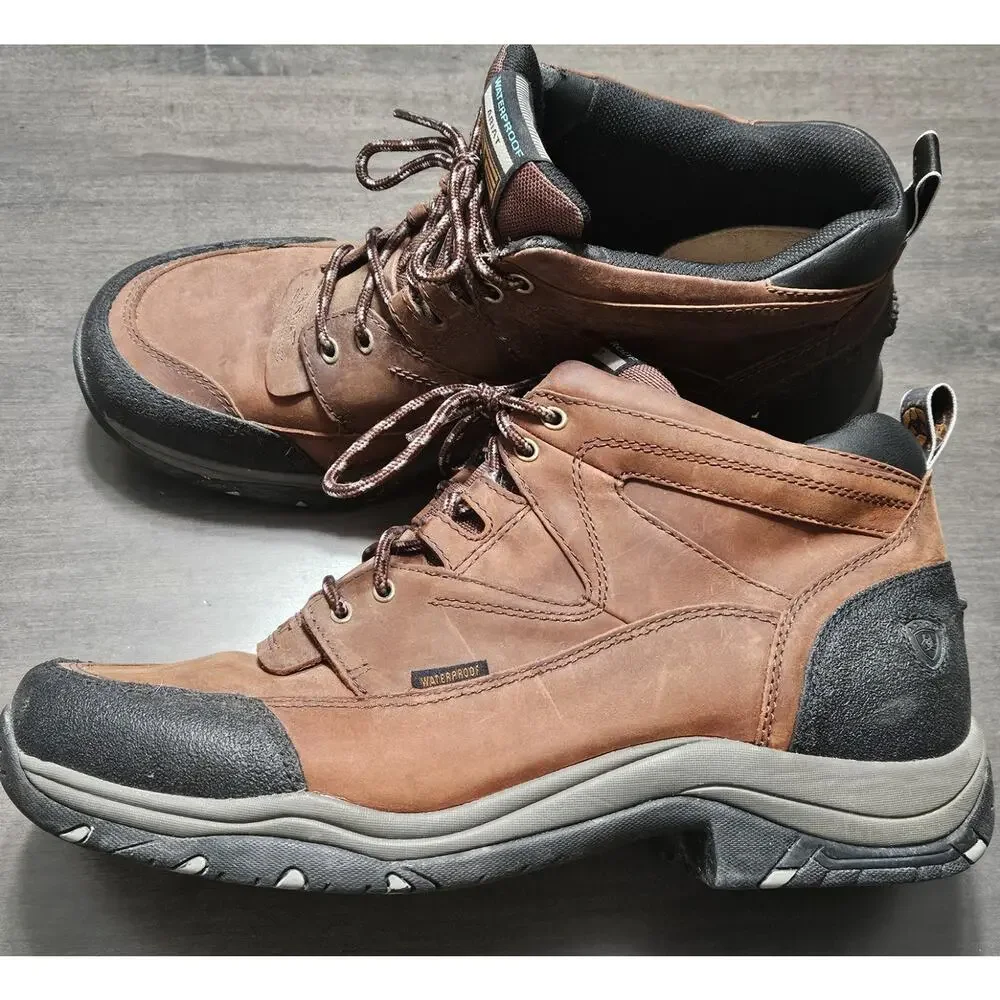 Ariat Mens ATS Technology Waterproof Terrain Boots Brown Leather Size 13D
